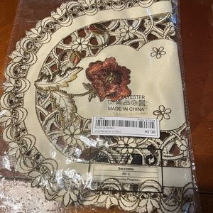 Floral Embroidered Hollow Out Tablecloth Cottagecore Table Decoration Mat,